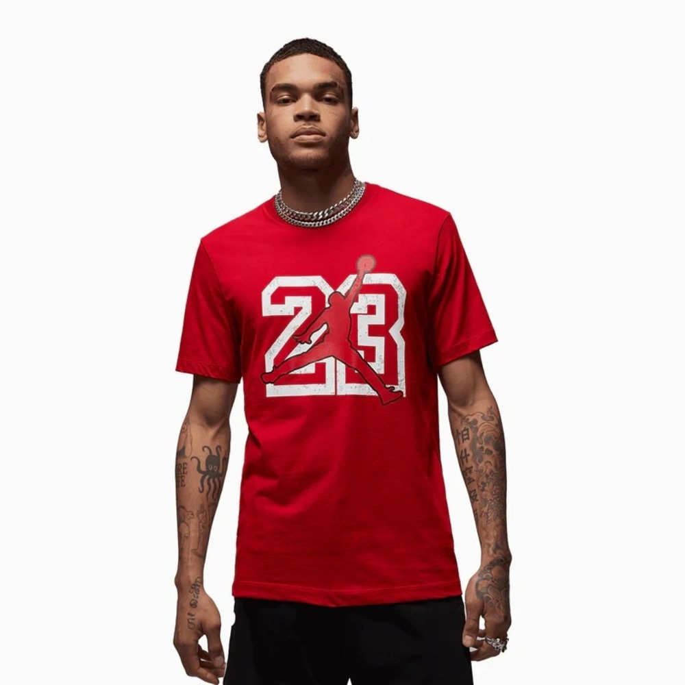 Nike Michael Jordan Flight T-Shirt Men's Large Red White Jumpman Chicago Bulls